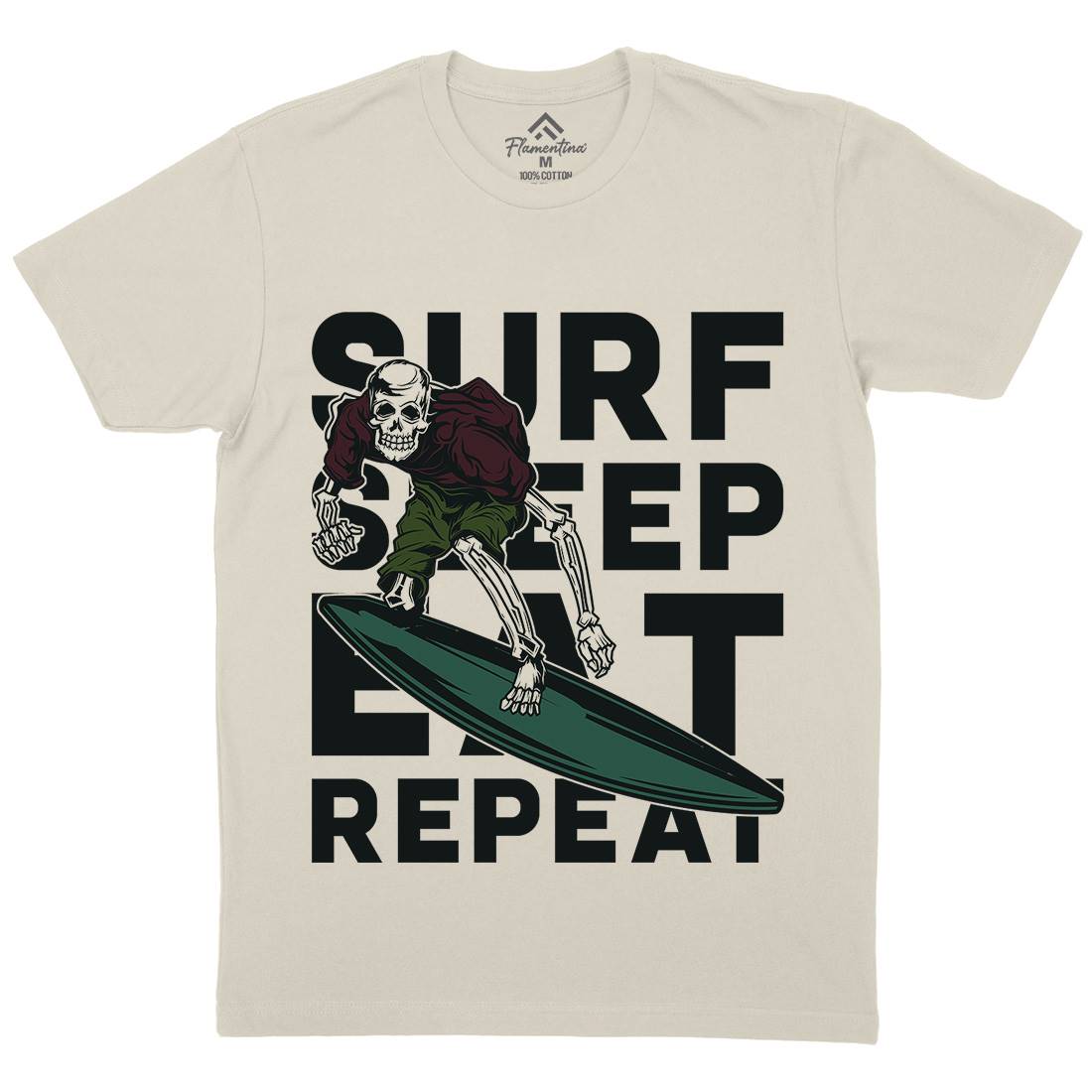 Eat Sleep Surfing Mens Organic Crew Neck T-Shirt Surf B867