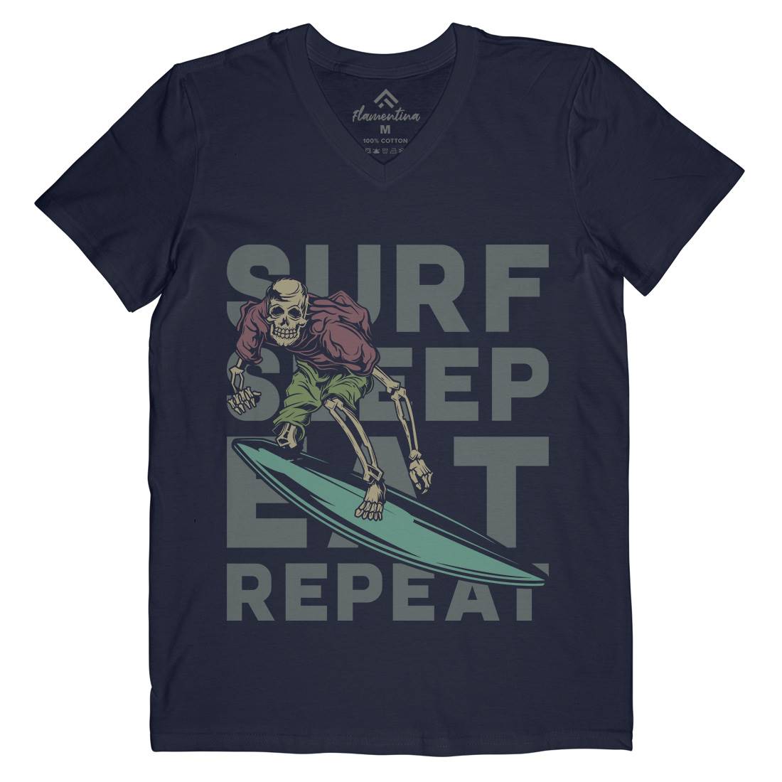 Eat Sleep Surfing Mens V-Neck T-Shirt Surf B867