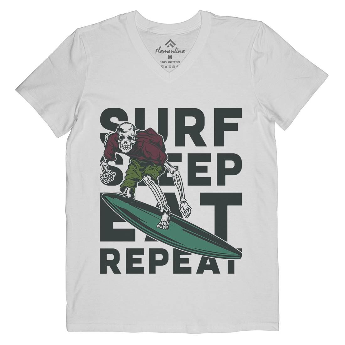 Eat Sleep Surfing Mens Organic V-Neck T-Shirt Surf B867