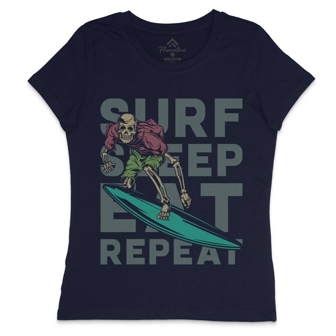 Eat Sleep Surfing Womens Crew Neck T-Shirt Surf B867