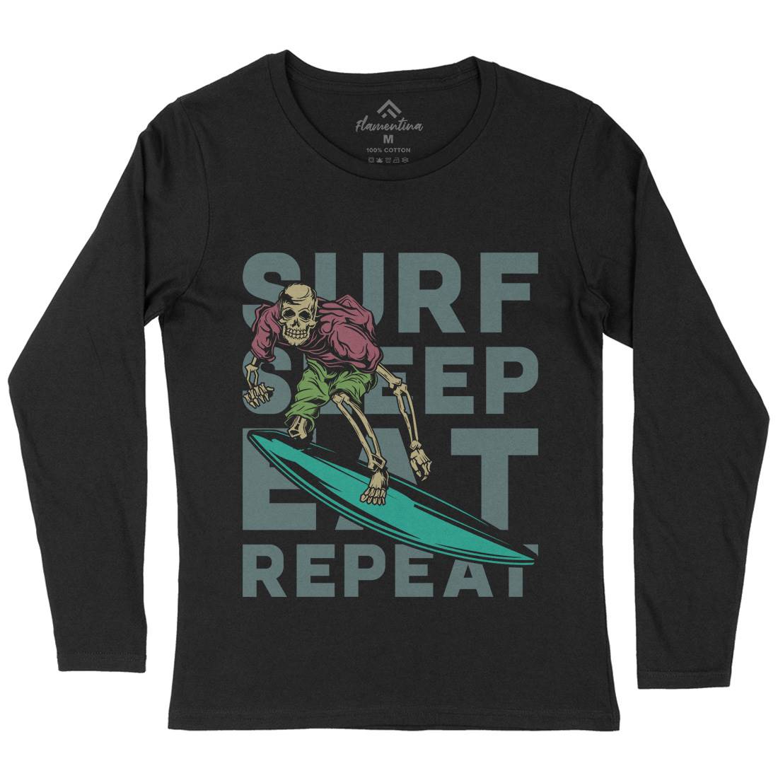 Eat Sleep Surfing Womens Long Sleeve T-Shirt Surf B867
