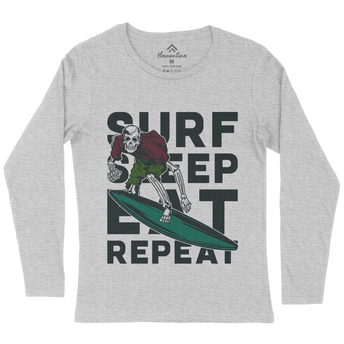 Eat Sleep Surfing Womens Long Sleeve T-Shirt Surf B867