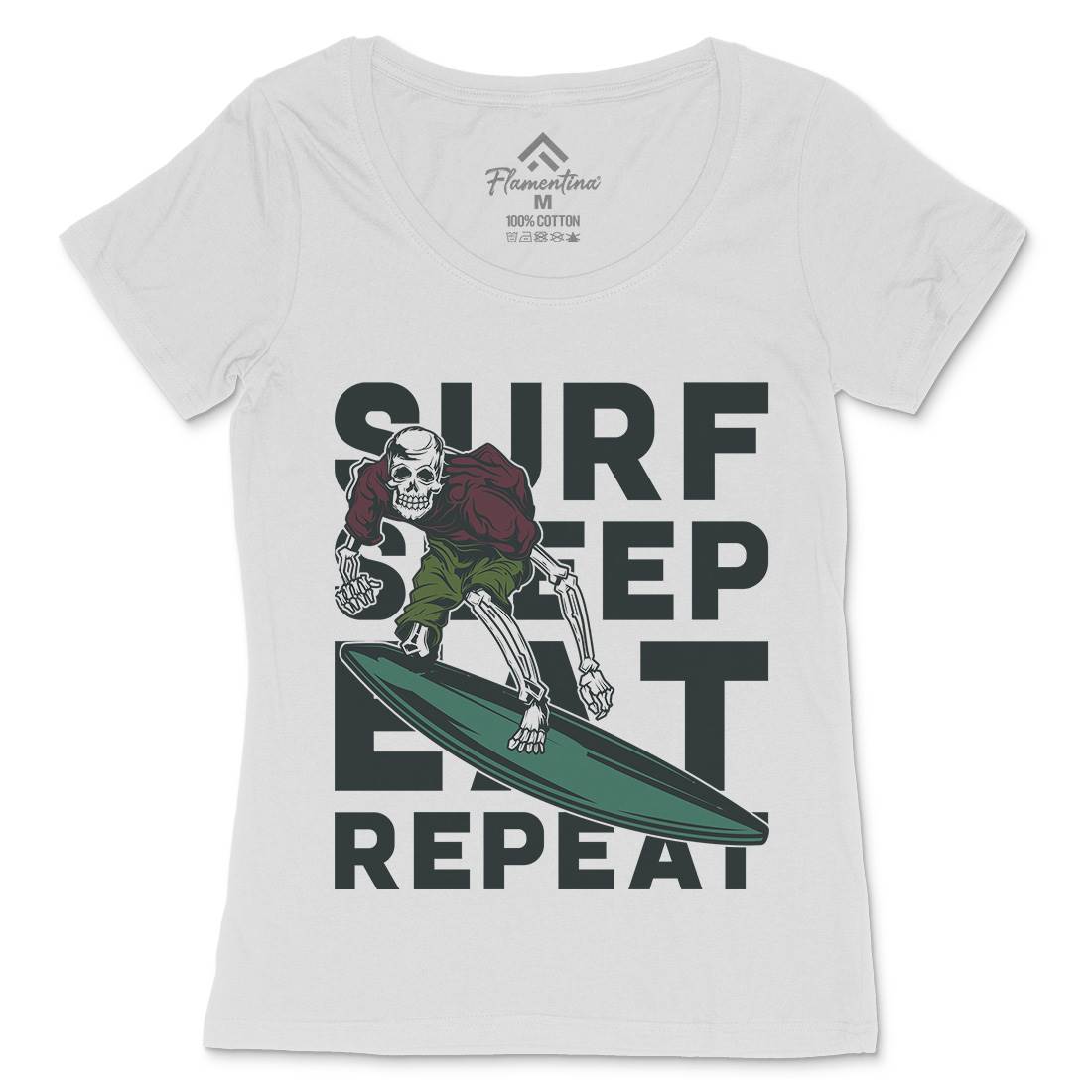 Eat Sleep Surfing Womens Scoop Neck T-Shirt Surf B867