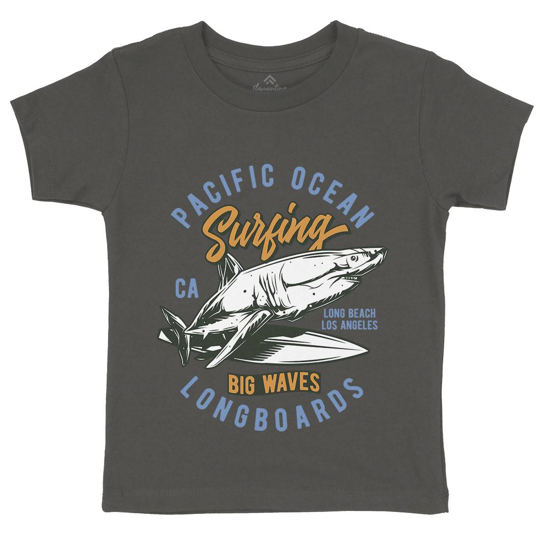 Pacific Ocean Surfing Kids Organic Crew Neck T-Shirt Surf B869