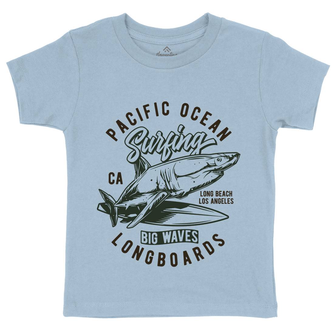Pacific Ocean Surfing Kids Crew Neck T-Shirt Surf B869