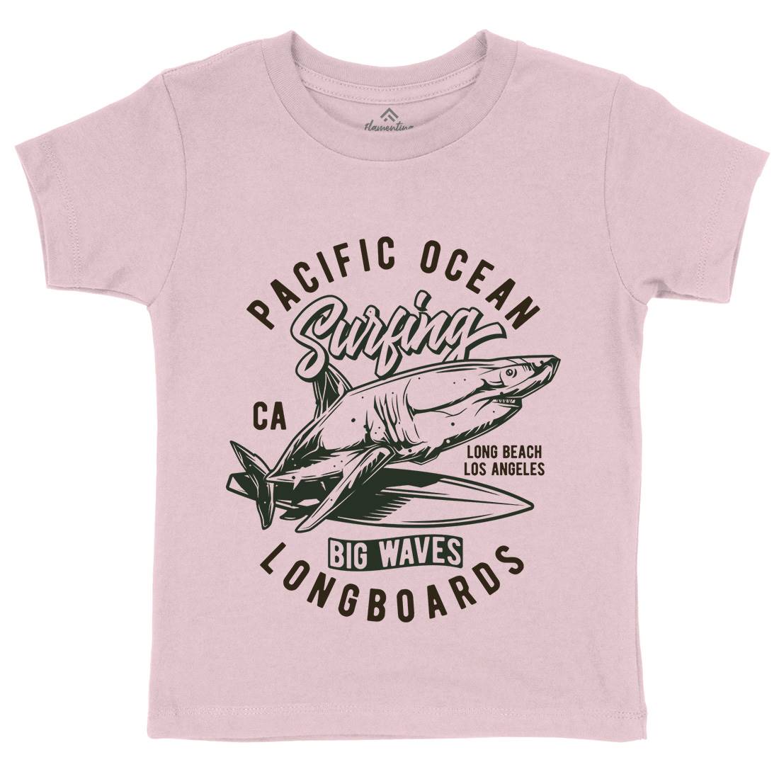 Pacific Ocean Surfing Kids Crew Neck T-Shirt Surf B869