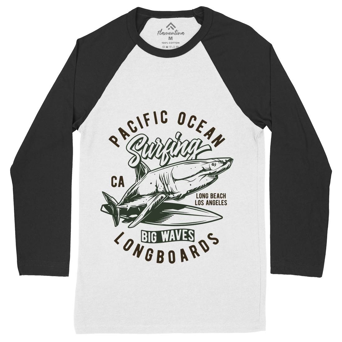 Pacific Ocean Surfing Mens Long Sleeve Baseball T-Shirt Surf B869