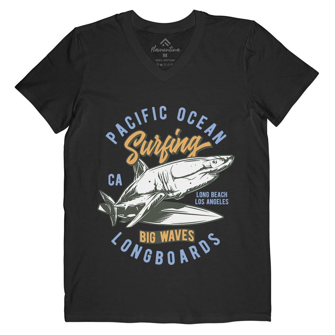 Pacific Ocean Surfing Mens V-Neck T-Shirt Surf B869