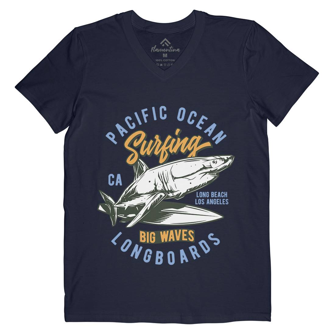 Pacific Ocean Surfing Mens V-Neck T-Shirt Surf B869