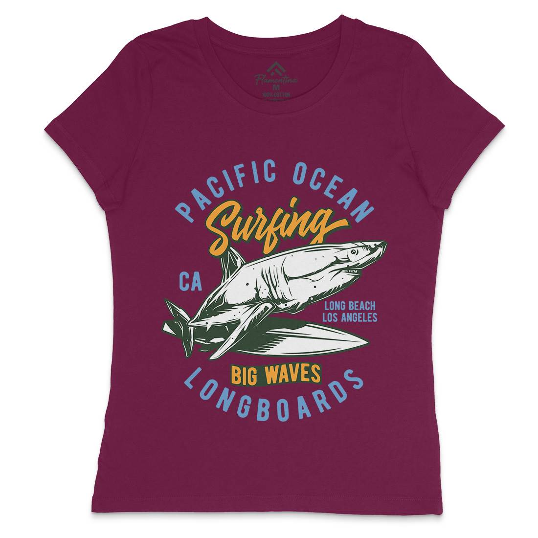 Pacific Ocean Surfing Womens Crew Neck T-Shirt Surf B869