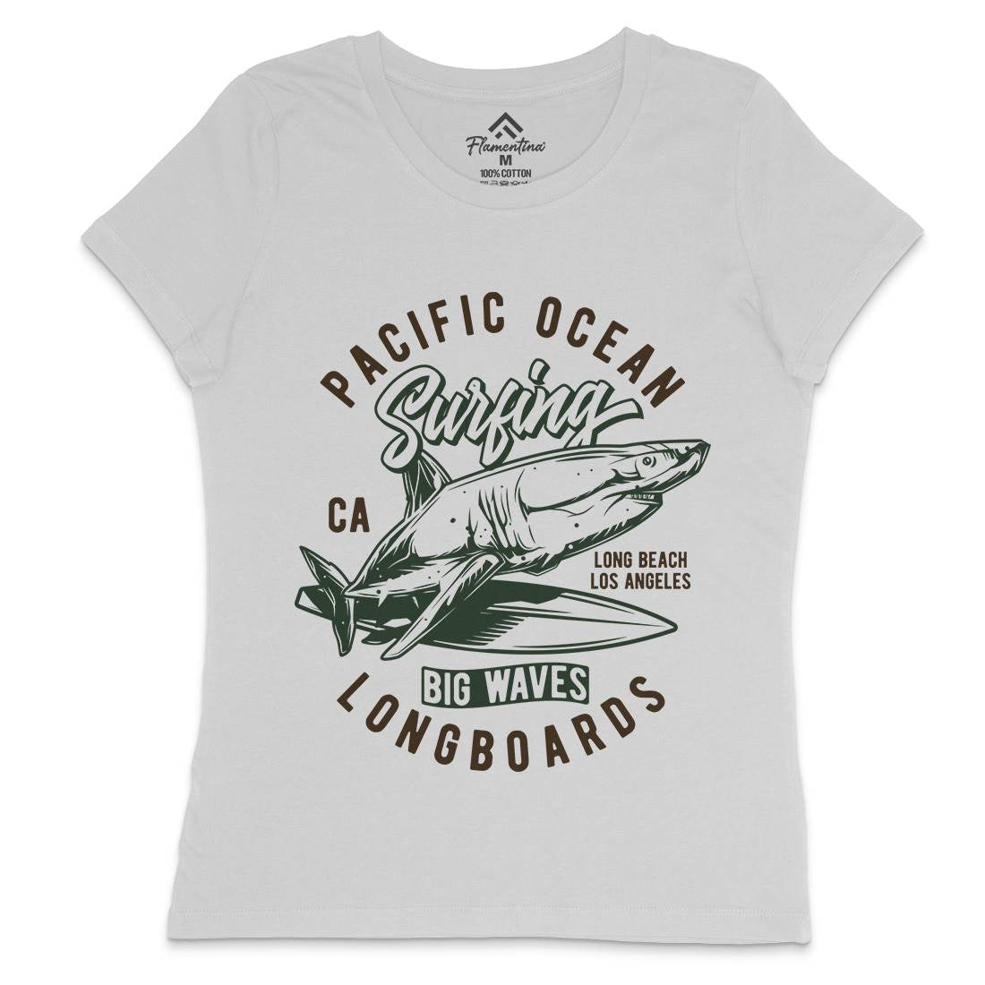 Pacific Ocean Surfing Womens Crew Neck T-Shirt Surf B869