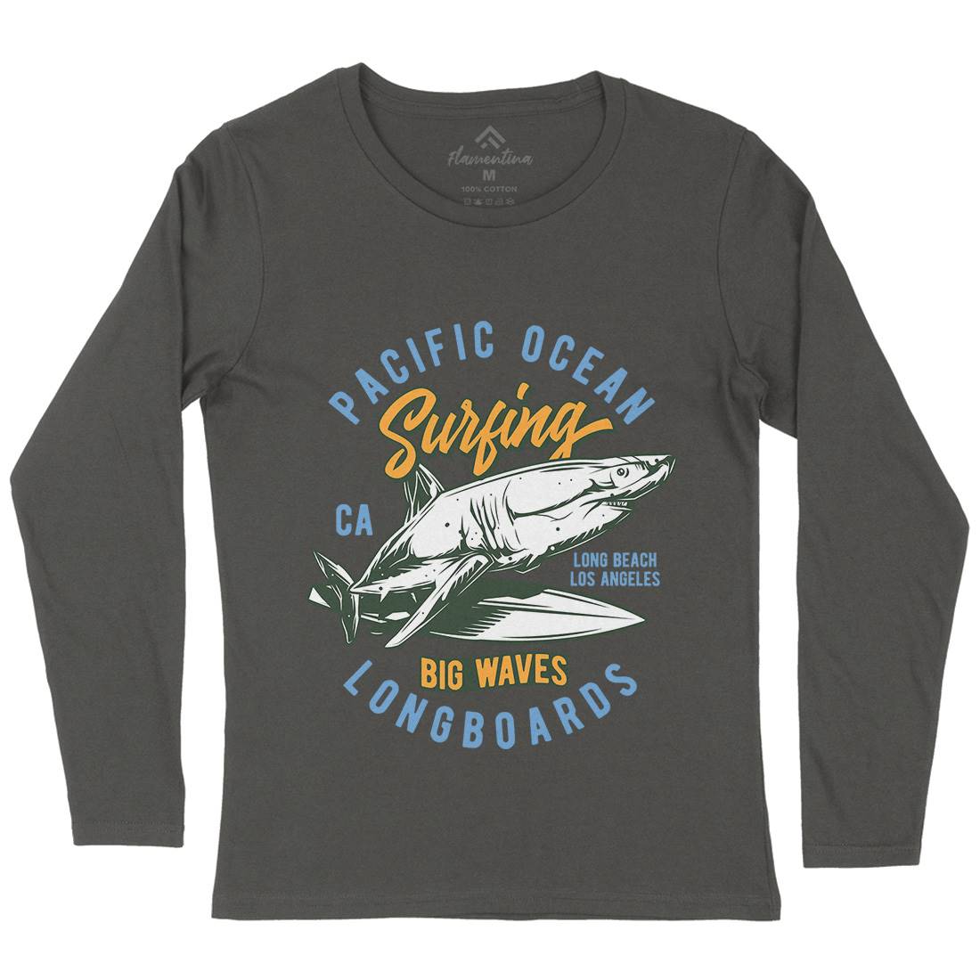 Pacific Ocean Surfing Womens Long Sleeve T-Shirt Surf B869