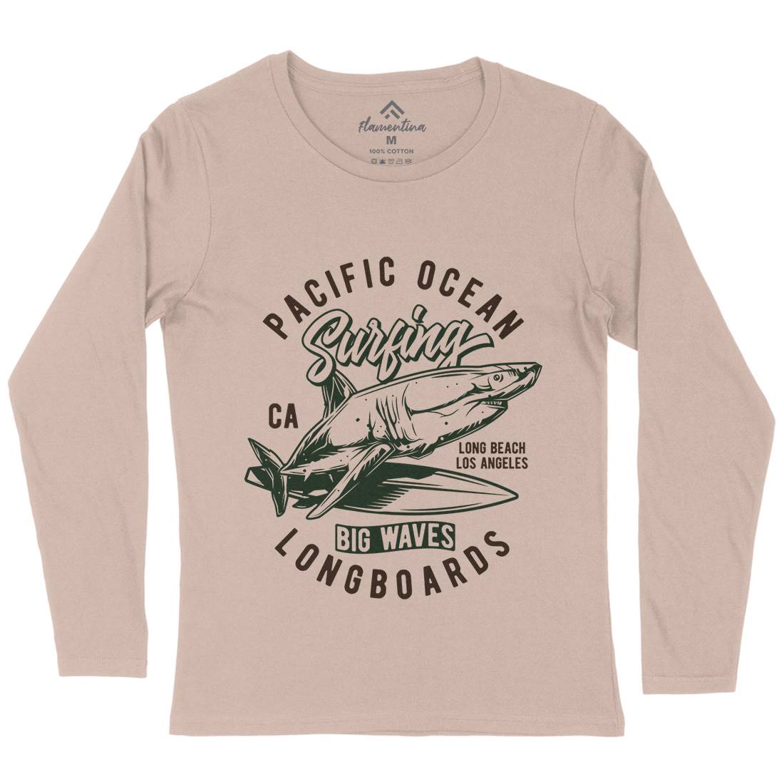 Pacific Ocean Surfing Womens Long Sleeve T-Shirt Surf B869