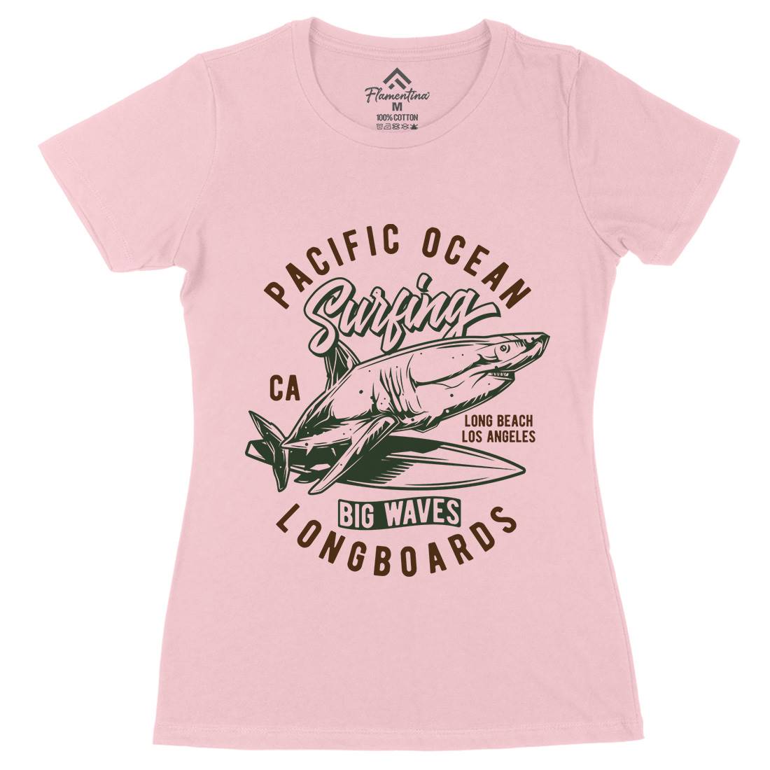 Pacific Ocean Surfing Womens Organic Crew Neck T-Shirt Surf B869