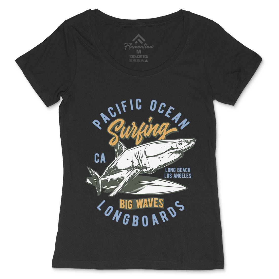 Pacific Ocean Surfing Womens Scoop Neck T-Shirt Surf B869