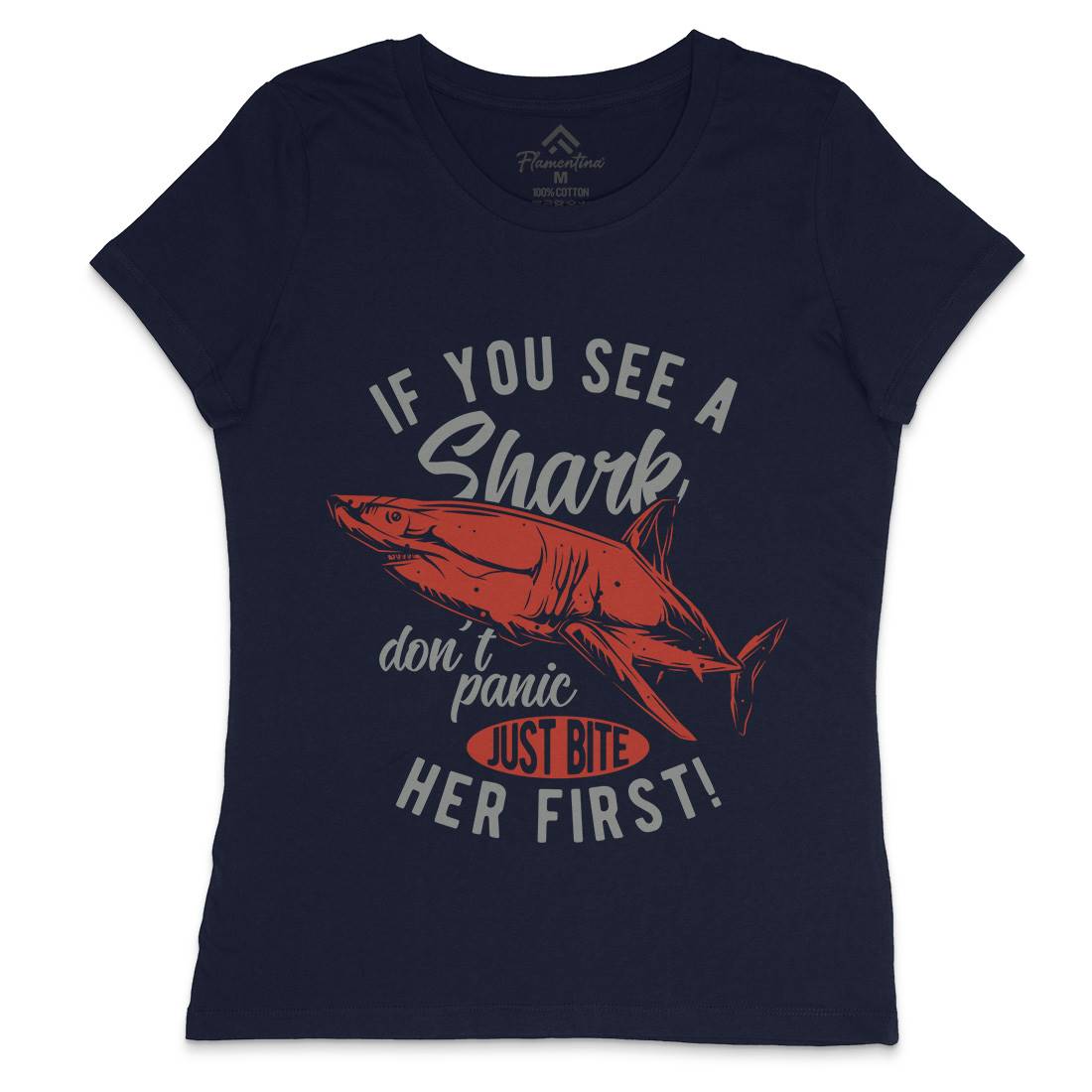 Shark Surfing Womens Crew Neck T-Shirt Surf B870