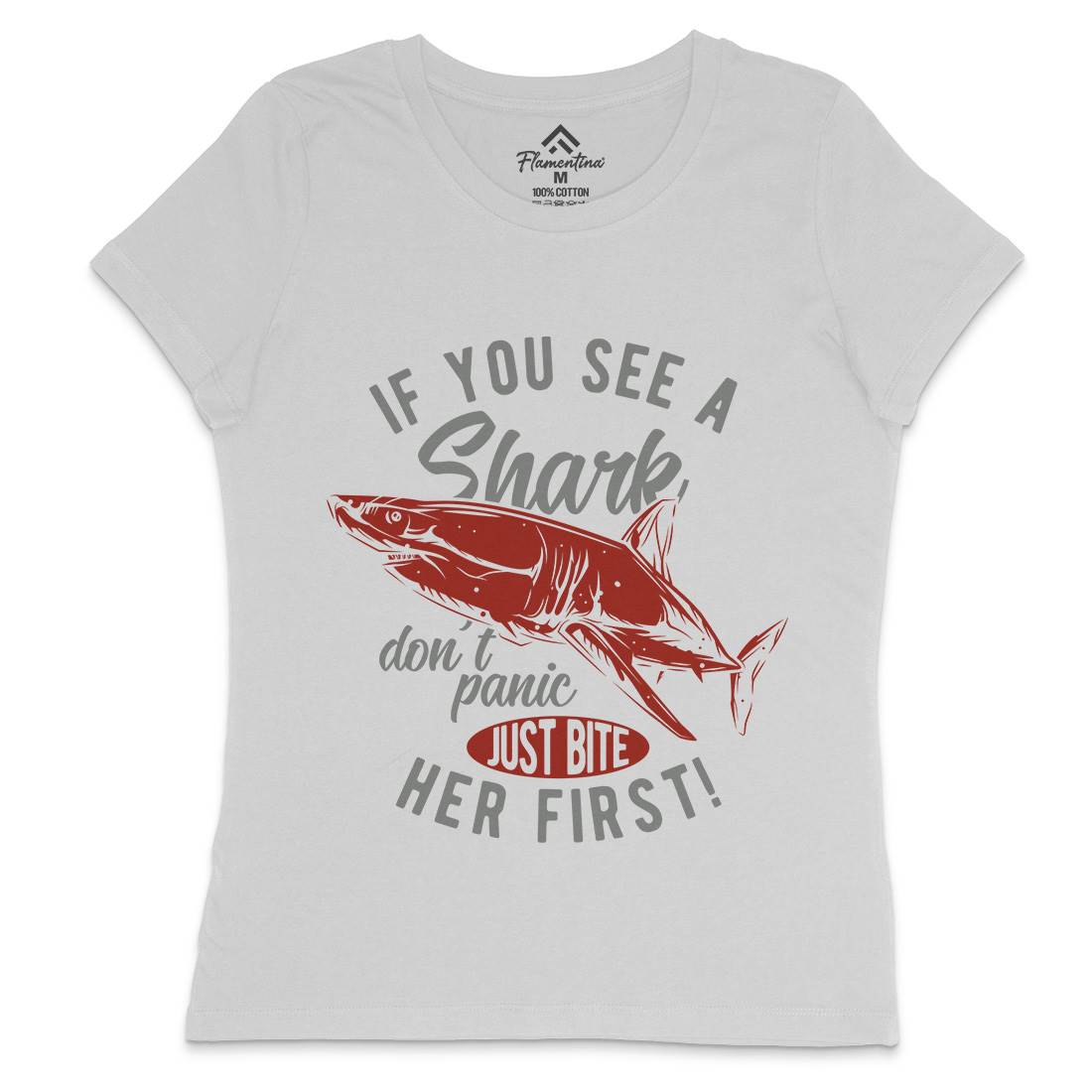 Shark Surfing Womens Crew Neck T-Shirt Surf B870
