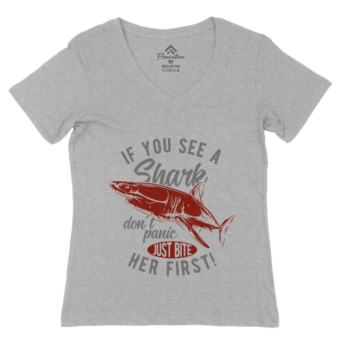 Shark Surfing Womens Organic V-Neck T-Shirt Surf B870