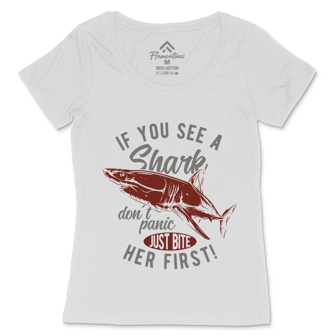 Shark Surfing Womens Scoop Neck T-Shirt Surf B870