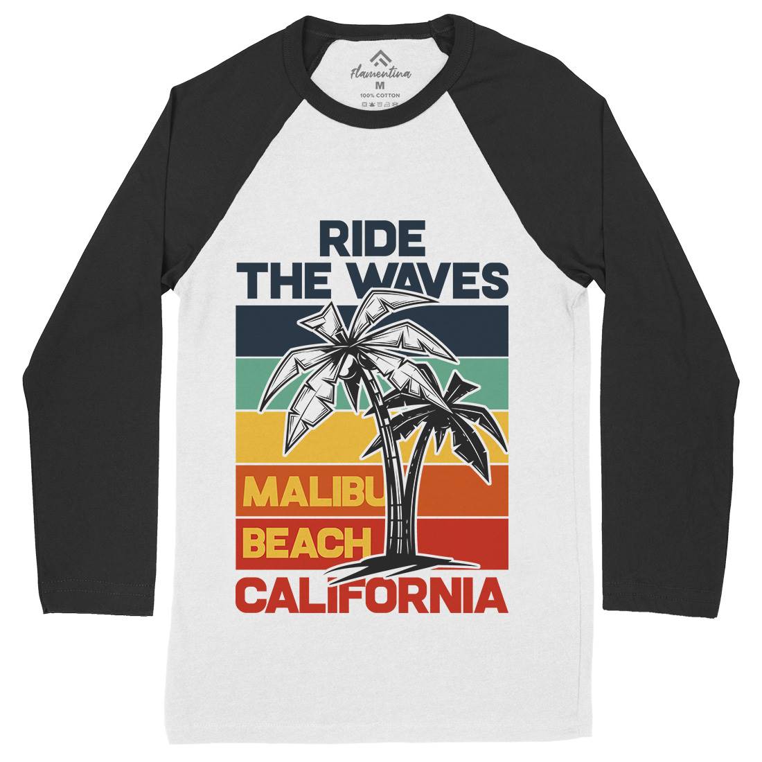 Malibu Surfing Mens Long Sleeve Baseball T-Shirt Surf B872