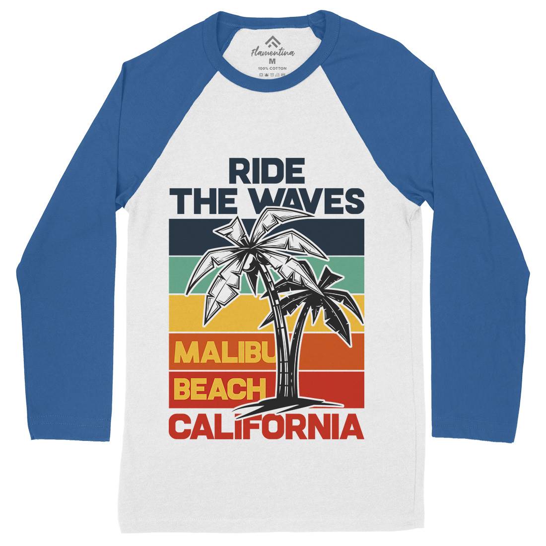 Malibu Surfing Mens Long Sleeve Baseball T-Shirt Surf B872