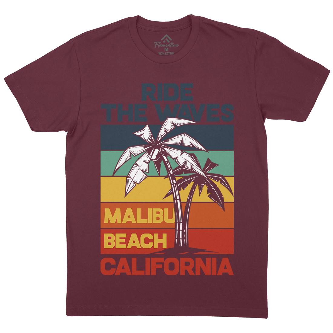 Malibu Surfing Mens Crew Neck T-Shirt Surf B872