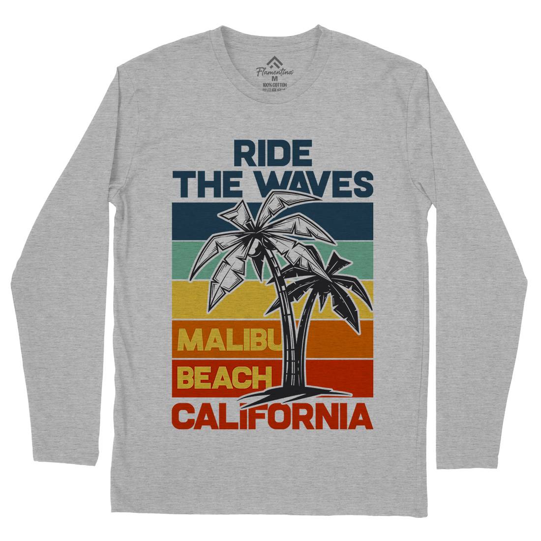 Malibu Surfing Mens Long Sleeve T-Shirt Surf B872