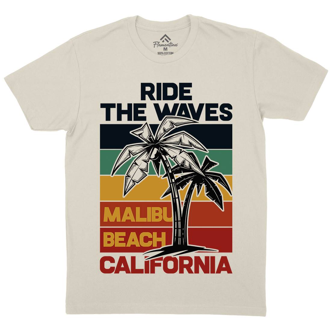 Malibu Surfing Mens Organic Crew Neck T-Shirt Surf B872