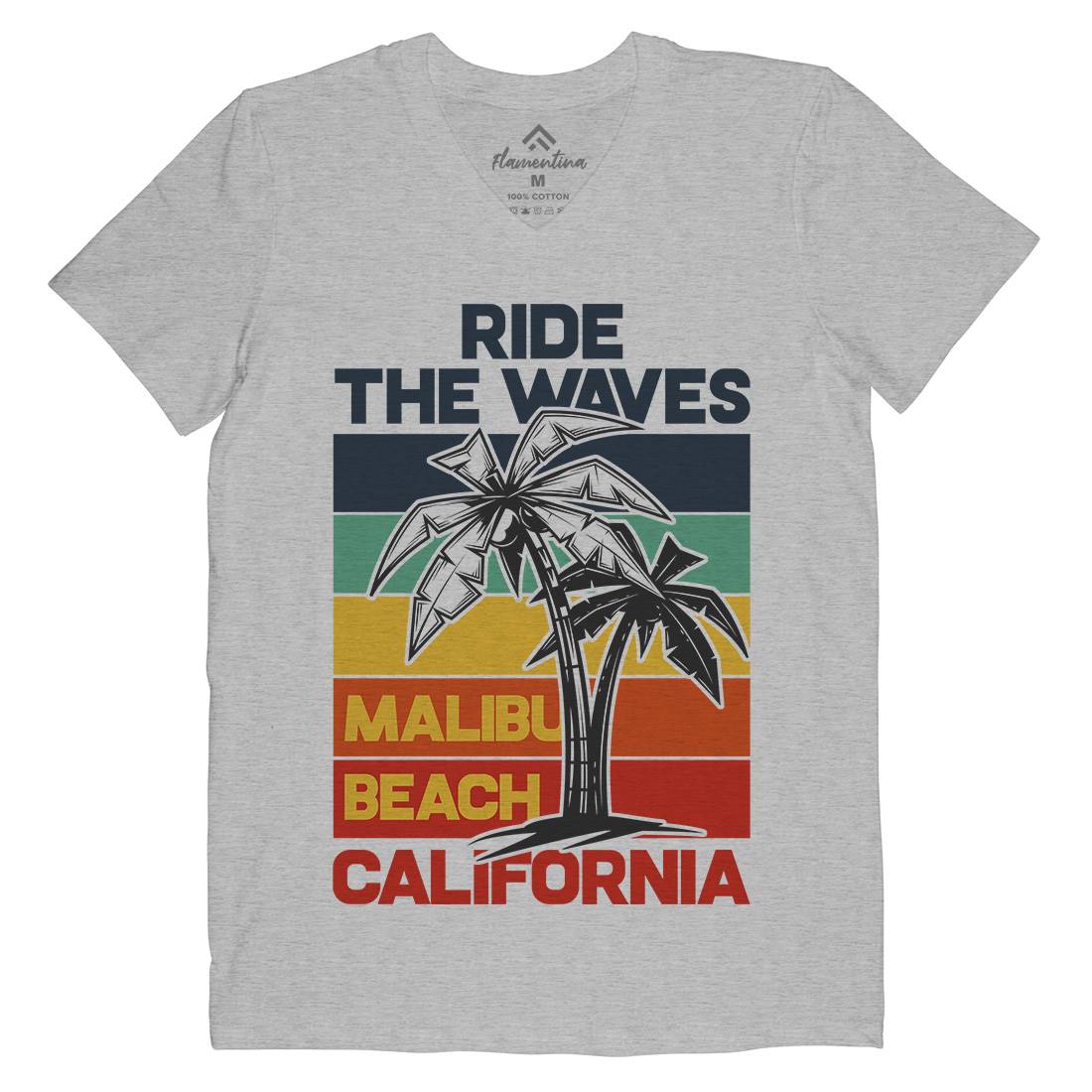 Malibu Surfing Mens V-Neck T-Shirt Surf B872