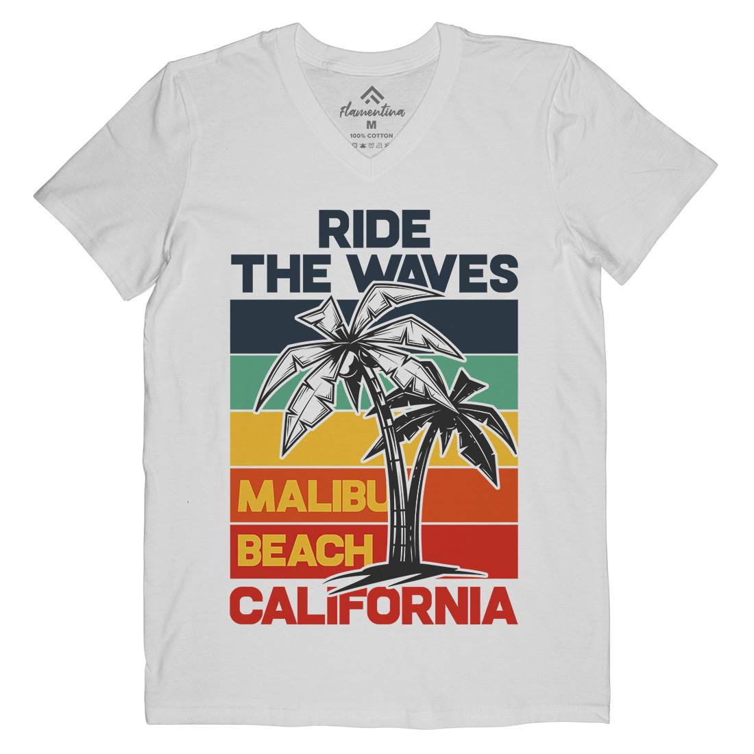Malibu Surfing Mens V-Neck T-Shirt Surf B872