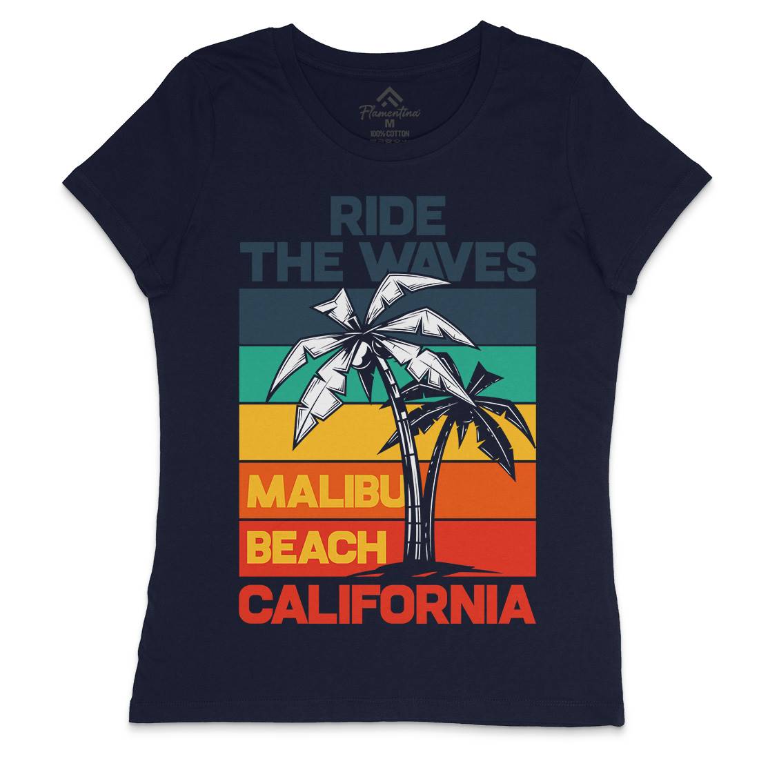 Malibu Surfing Womens Crew Neck T-Shirt Surf B872