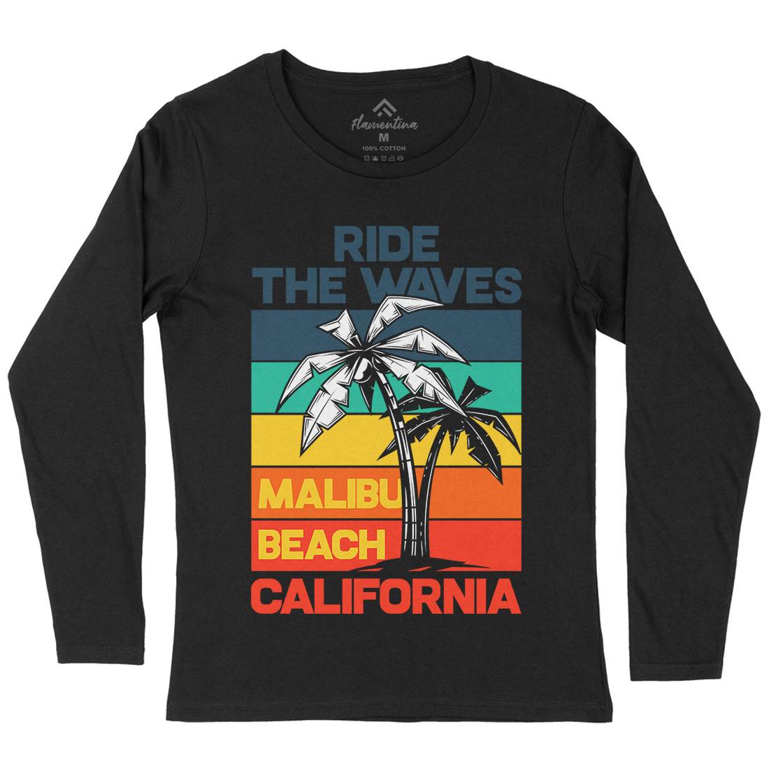 Malibu Surfing Womens Long Sleeve T-Shirt Surf B872