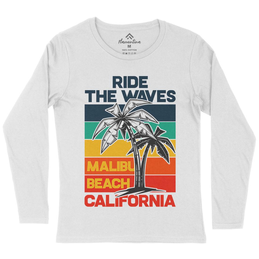 Malibu Surfing Womens Long Sleeve T-Shirt Surf B872
