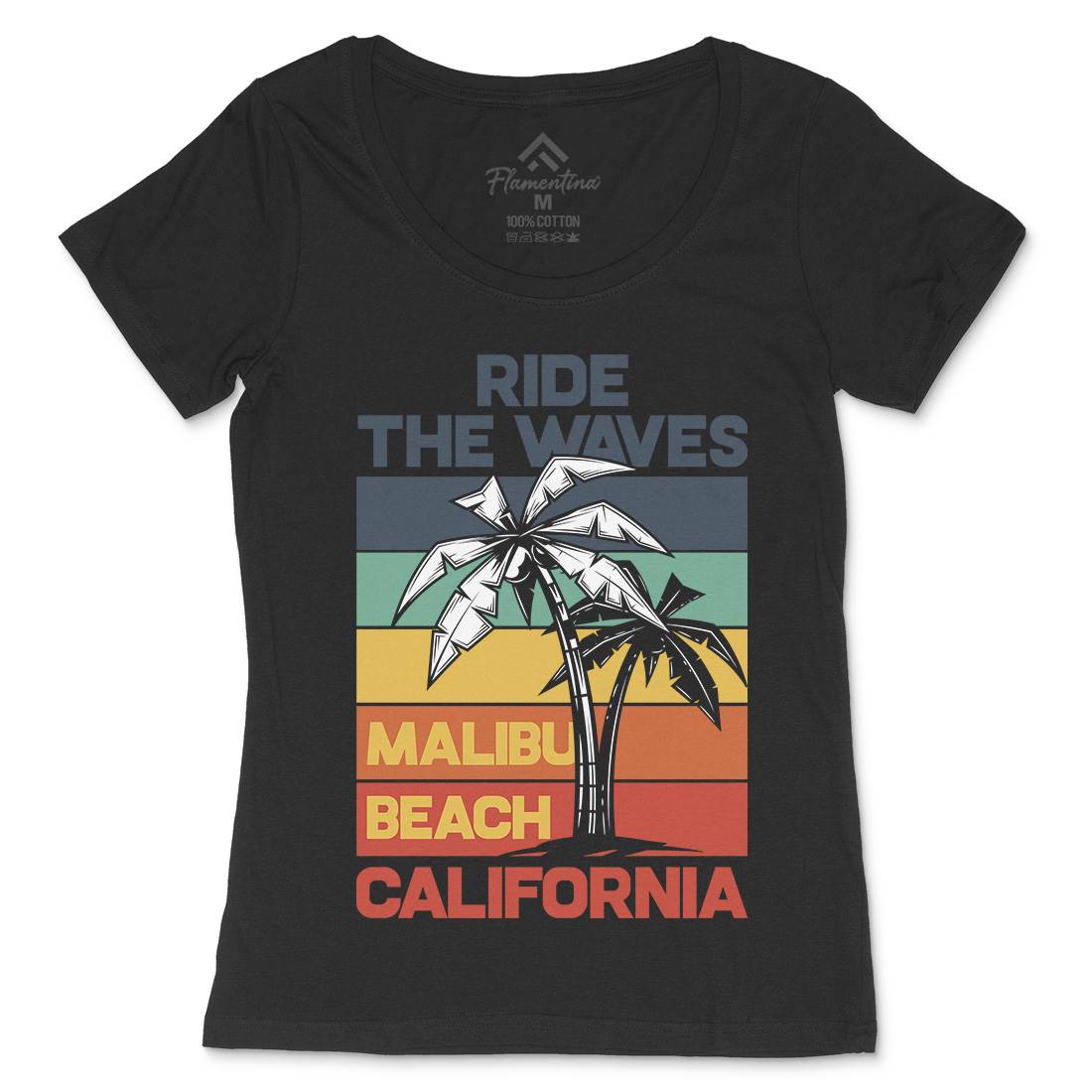 Malibu Surfing Womens Scoop Neck T-Shirt Surf B872
