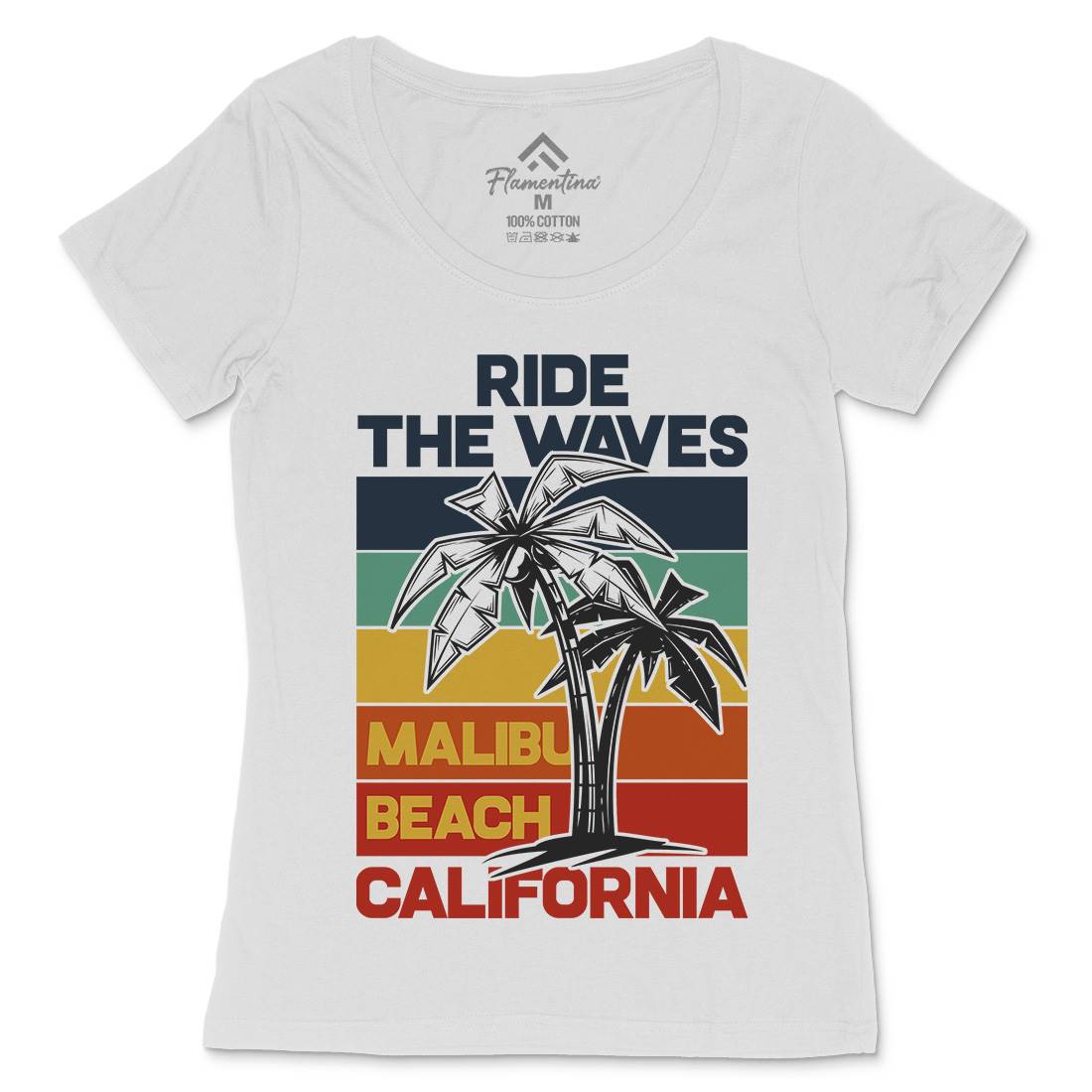 Malibu Surfing Womens Scoop Neck T-Shirt Surf B872