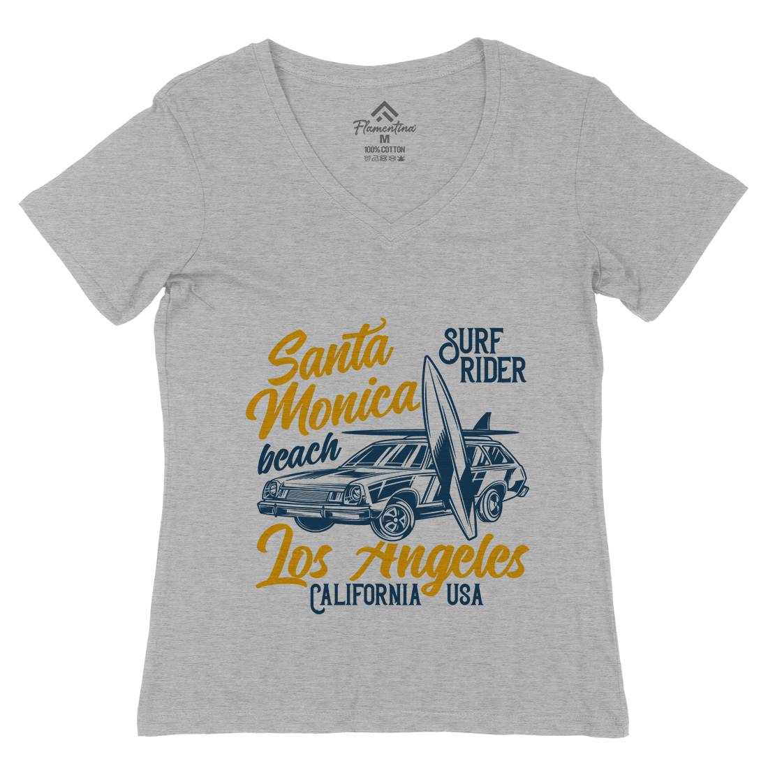 California Surfing Womens Organic V-Neck T-Shirt Surf B873