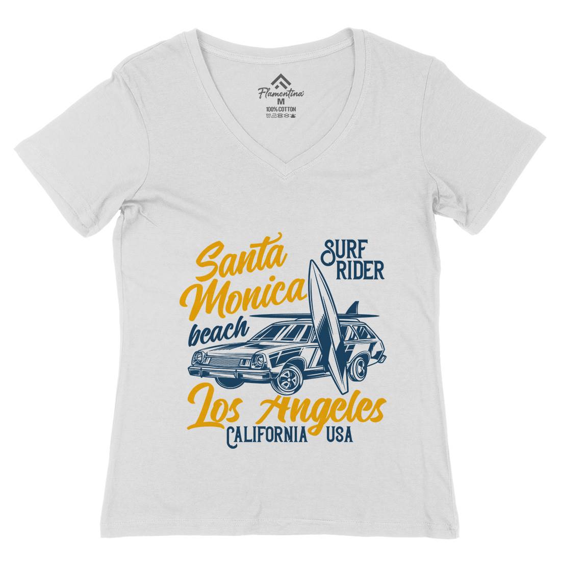 California Surfing Womens Organic V-Neck T-Shirt Surf B873