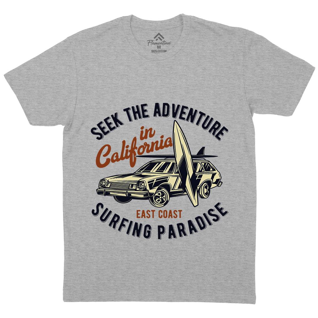 Paradise Surfing Mens Organic Crew Neck T-Shirt Surf B874