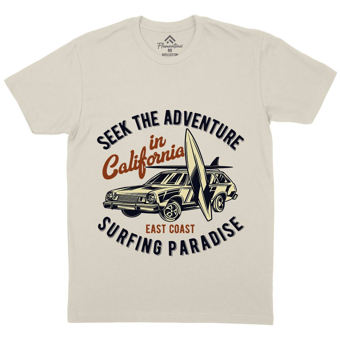 Paradise Surfing Mens Organic Crew Neck T-Shirt Surf B874