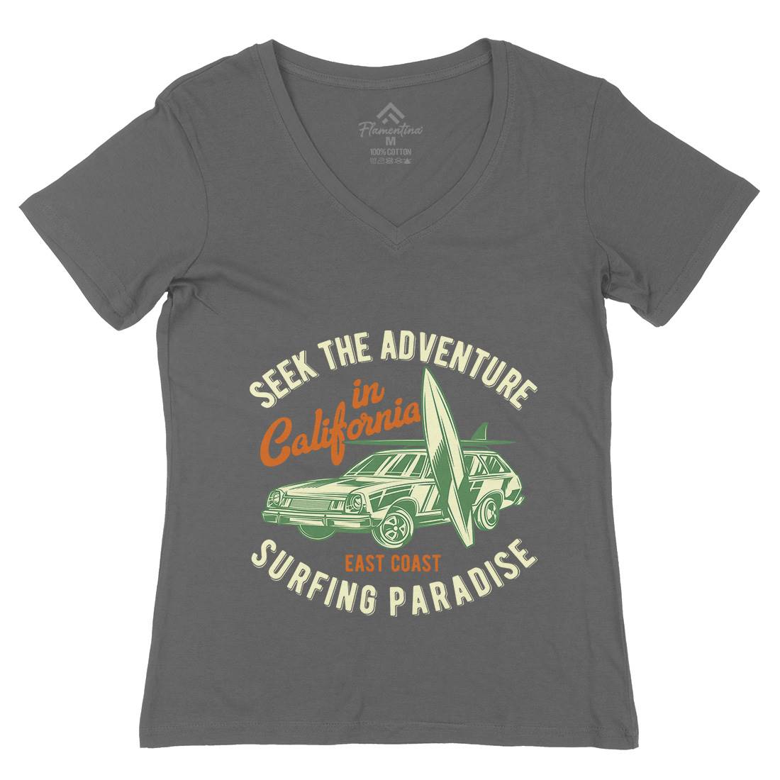 Paradise Surfing Womens Organic V-Neck T-Shirt Surf B874
