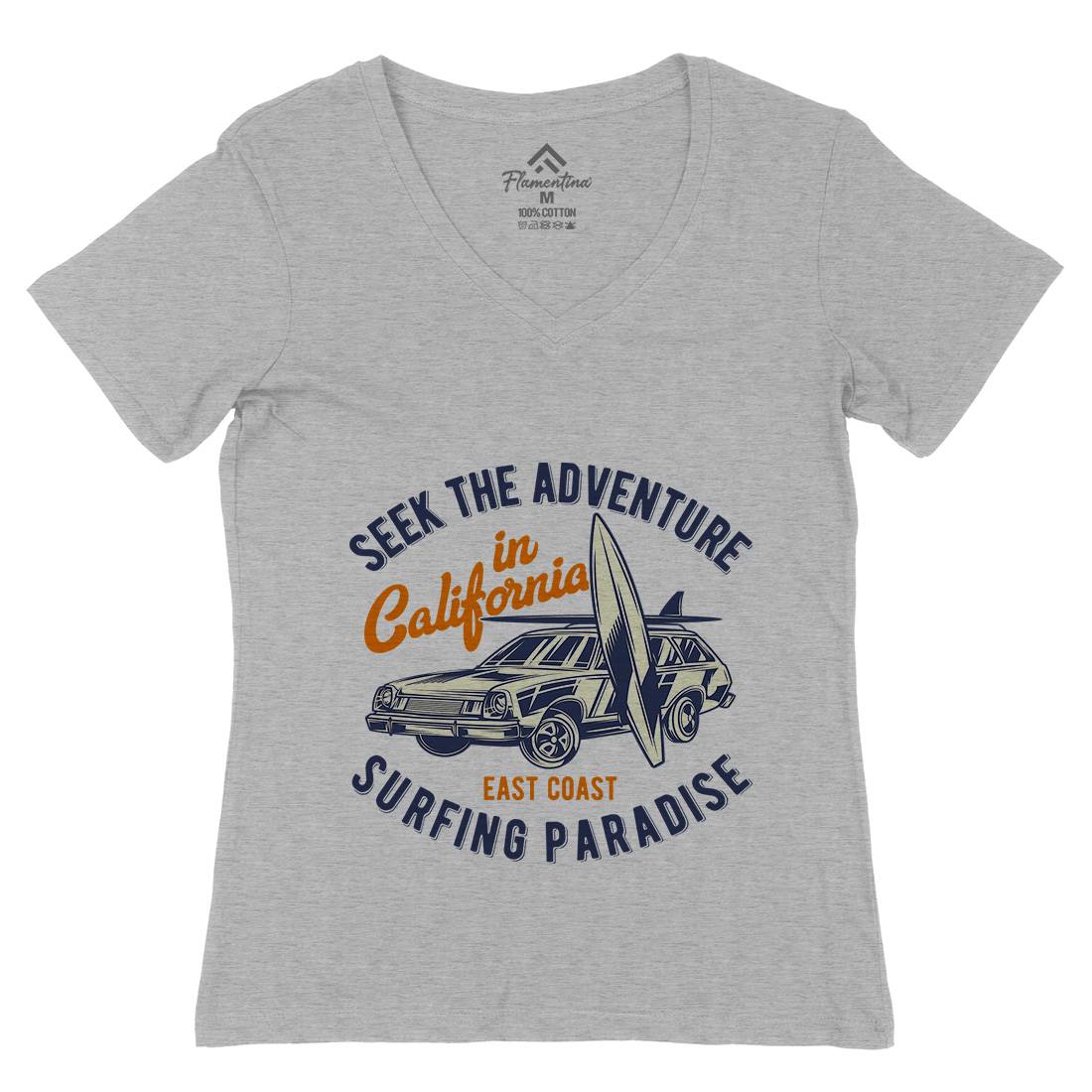 Paradise Surfing Womens Organic V-Neck T-Shirt Surf B874