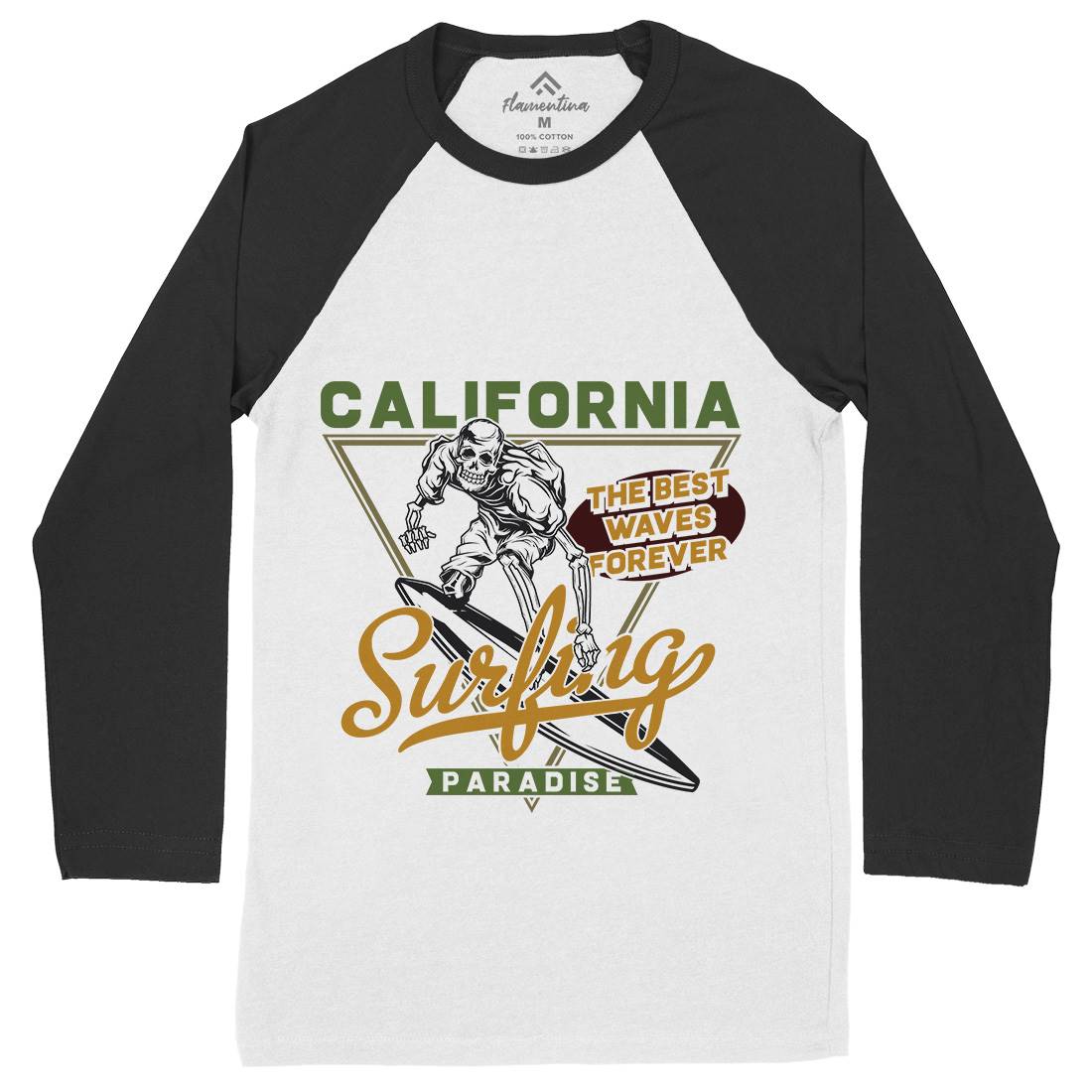 California Surfing Mens Long Sleeve Baseball T-Shirt Surf B875
