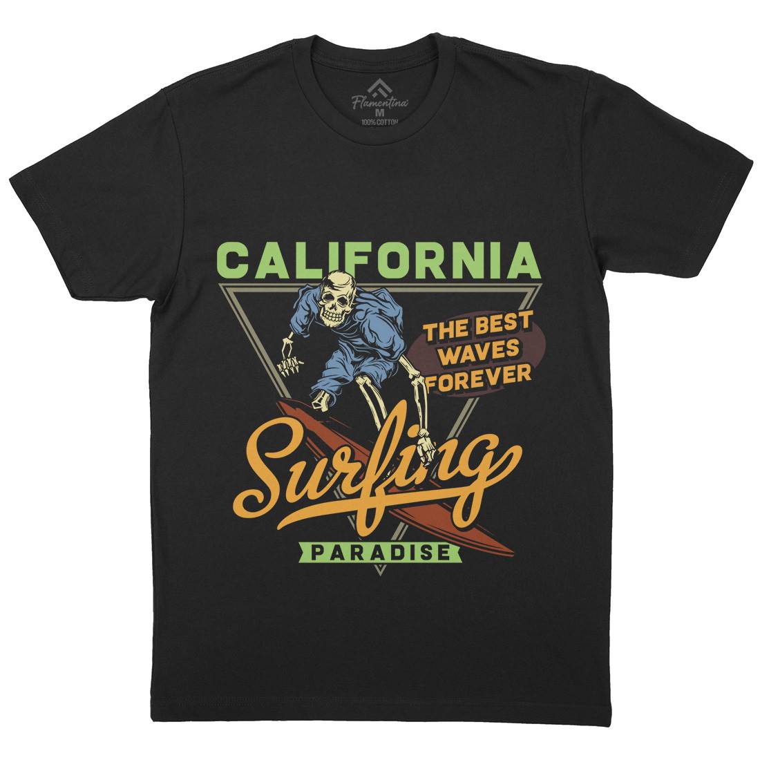 California Surfing Mens Organic Crew Neck T-Shirt Surf B875