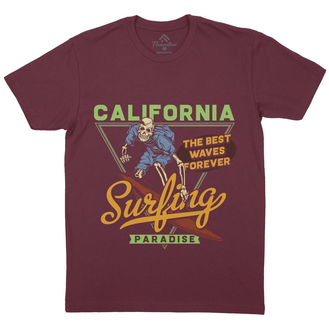 California Surfing Mens Organic Crew Neck T-Shirt Surf B875