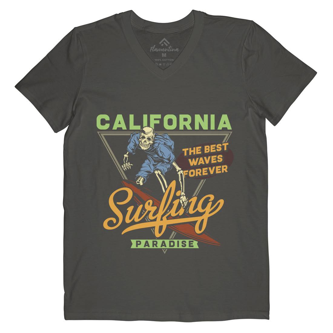 California Surfing Mens V-Neck T-Shirt Surf B875