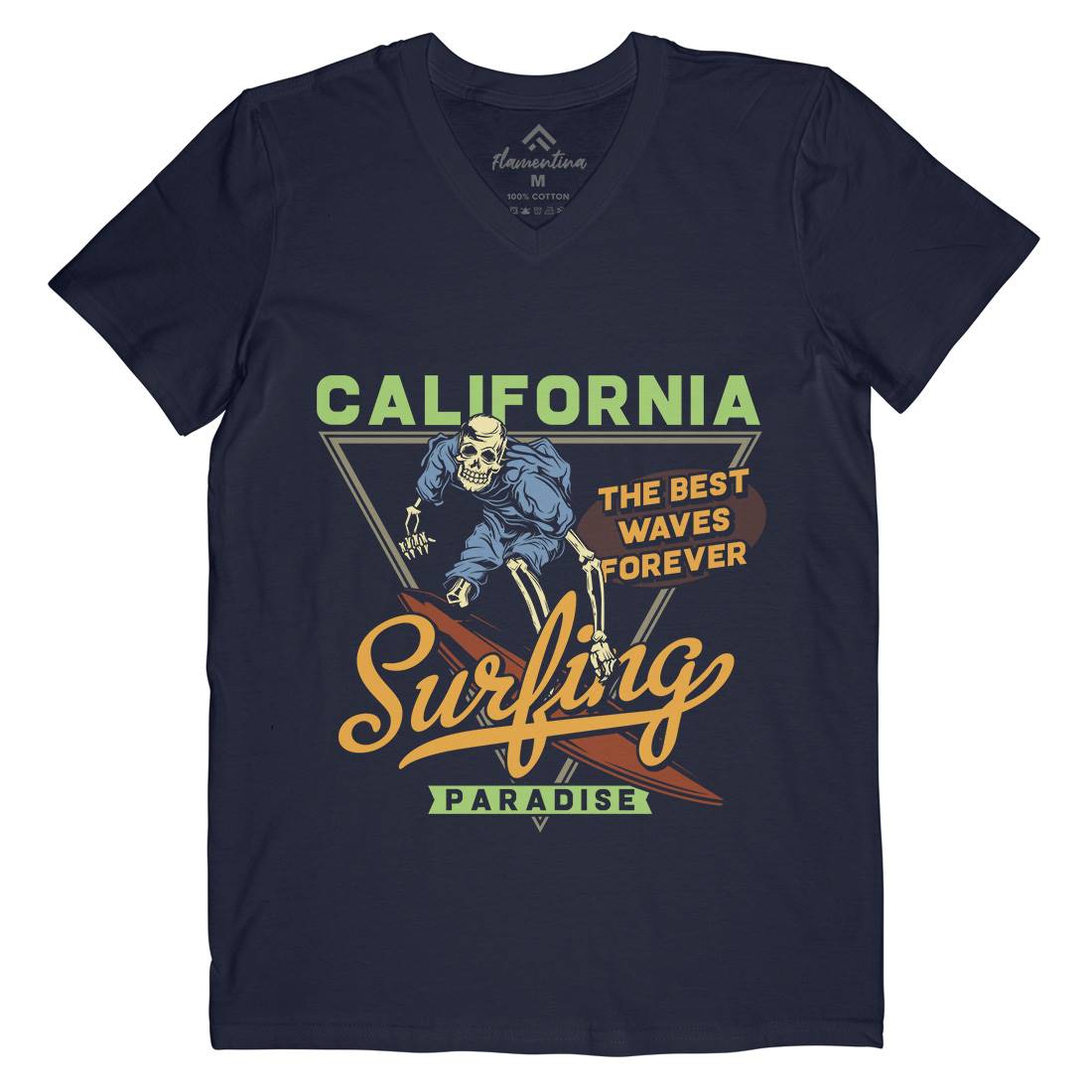 California Surfing Mens V-Neck T-Shirt Surf B875