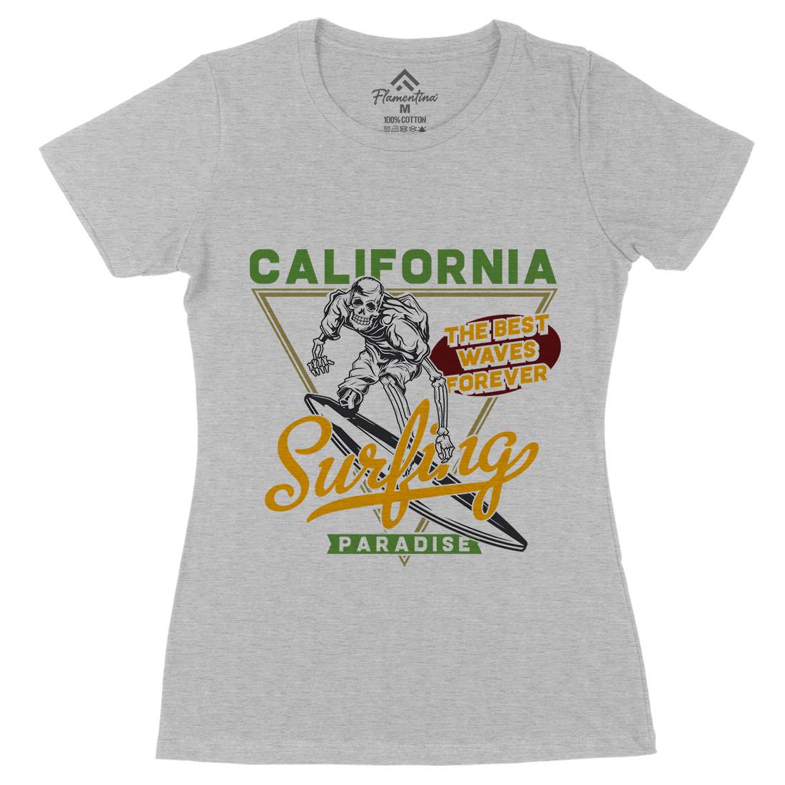 California Surfing Womens Organic Crew Neck T-Shirt Surf B875