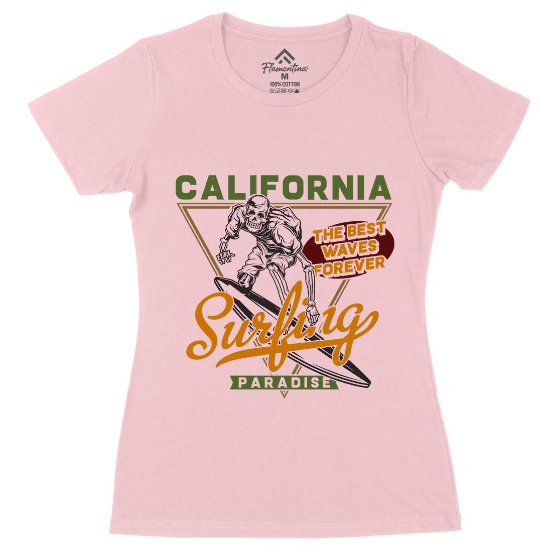 California Surfing Womens Organic Crew Neck T-Shirt Surf B875