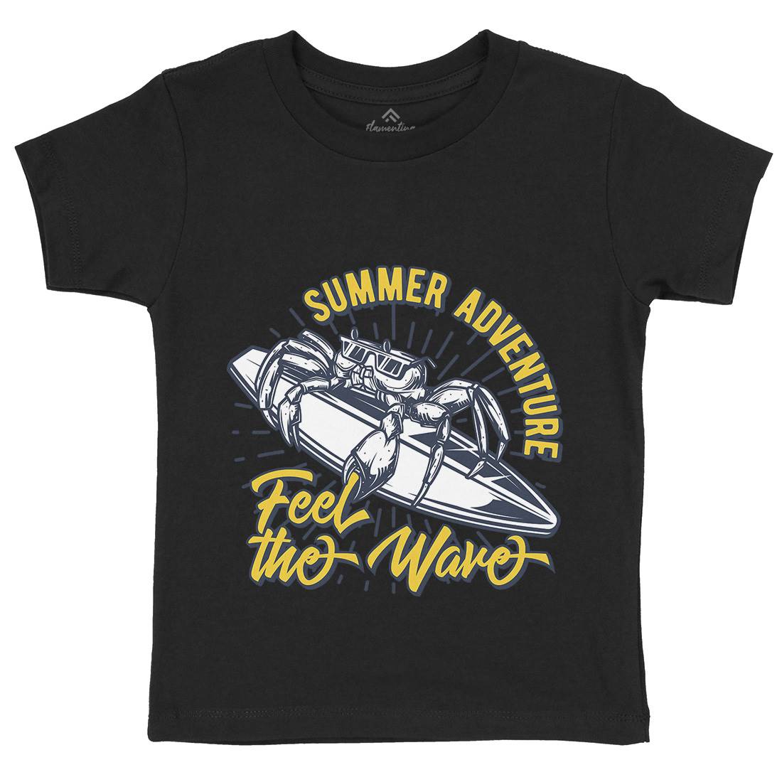 Summer Surfing Kids Organic Crew Neck T-Shirt Surf B876