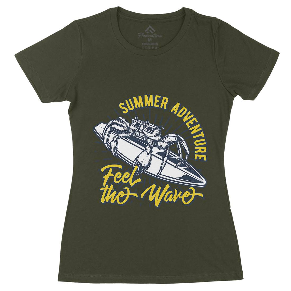 Summer Surfing Womens Organic Crew Neck T-Shirt Surf B876